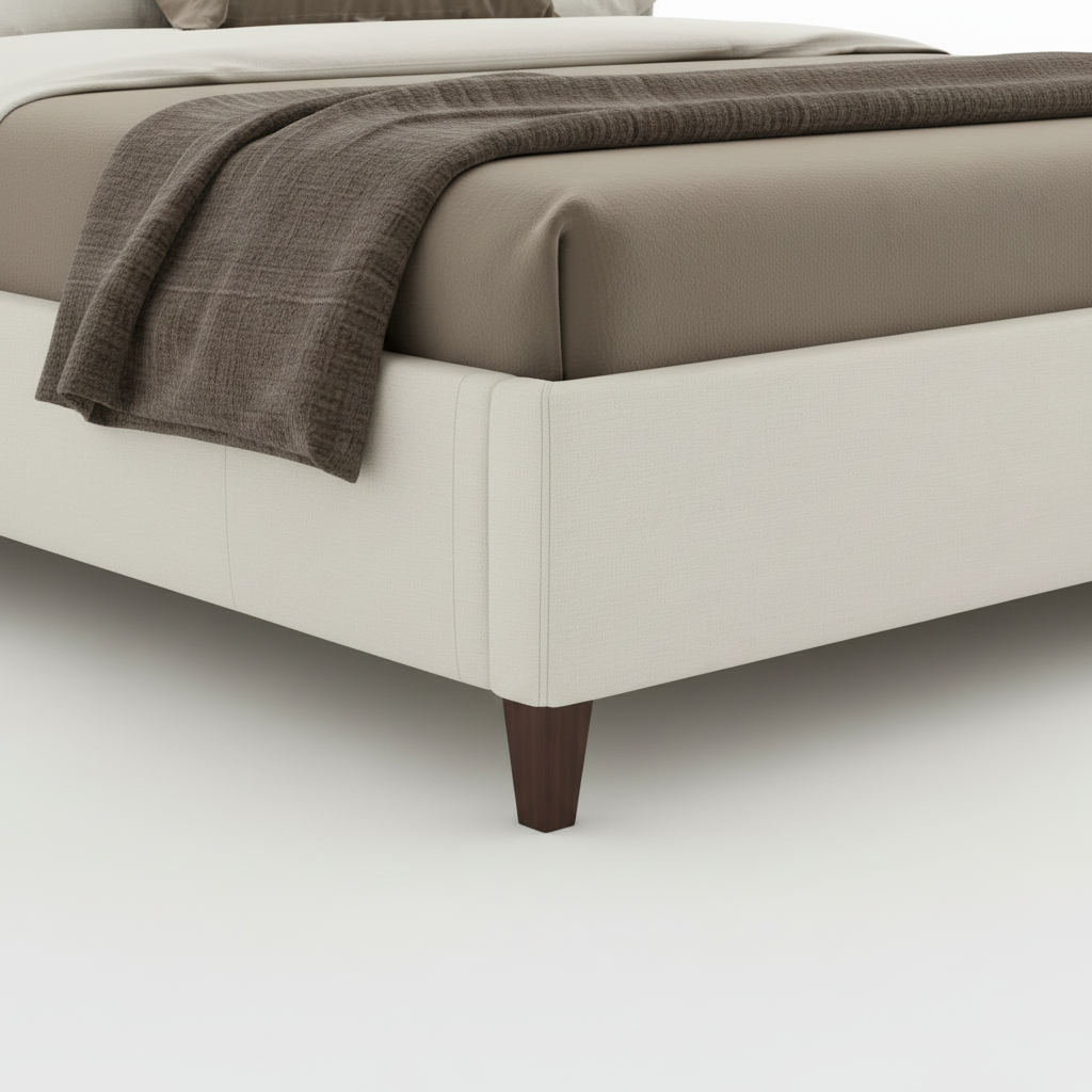 Modern Beige Camelback Platform Bed - Image 2