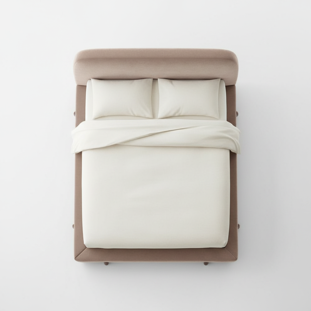 Taupe Velvet Curved Scallop-Leg Bed - Image 4
