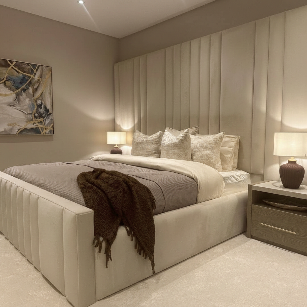 Grand Velvet Panel Bed - Image 4