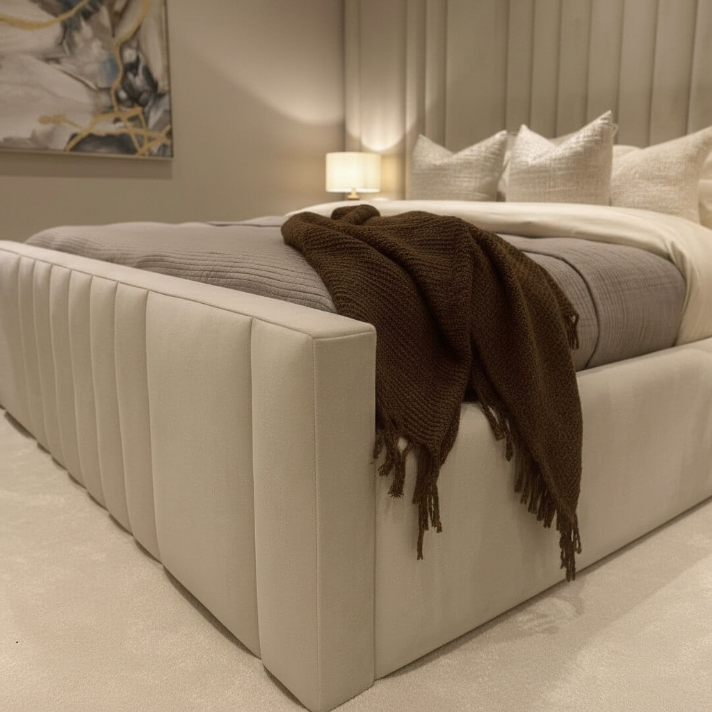 Grand Velvet Panel Bed - Image 2