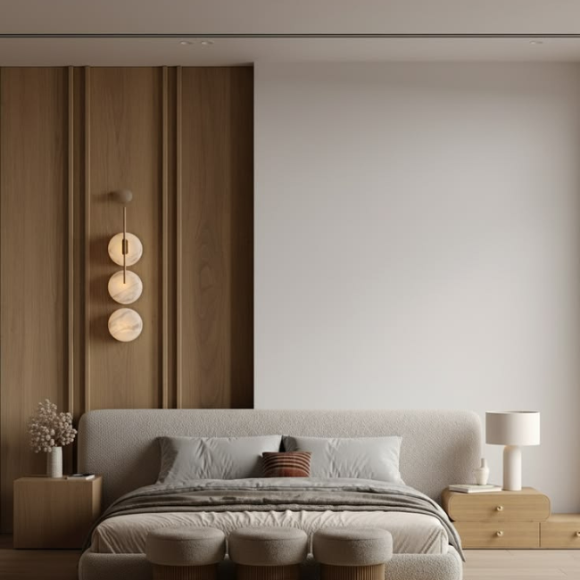 Contemporary Curved Upholstered Bed